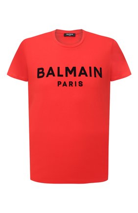 Мужская хлопковая футболка BALMAIN красного цвета по цене 32000 руб., арт. VH1EF000/B043 | Фото 1 Мужская хлопковая футболка BALMAIN красного цвета, арт. VH1EF000/B043 | Фото 1