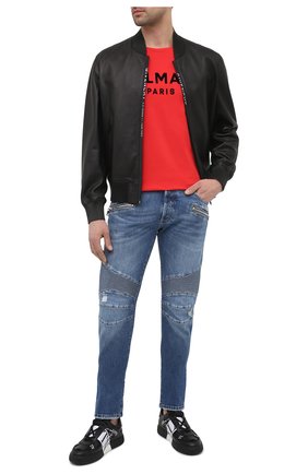 Мужская хлопковая футболка BALMAIN красного цвета по цене 32000 руб., арт. VH1EF000/B043 | Фото 2 Мужская хлопковая футболка BALMAIN красного цвета, арт. VH1EF000/B043 | Фото 2