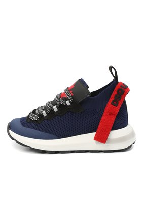 Детские кроссовки DSQUARED2 синего цвета по цене 39600 руб., арт. 67052/T0MAIA/CR0STA/SCUBA/28-35 | Фото 2 Детские кроссовки DSQUARED2 синего цвета, арт. 67052/T0MAIA/CR0STA/SCUBA/28-35 | Фото 2 (Материал внутренний: Натуральная кожа; Материал внешний: Текстиль; Стили: Гранж; Региональные ограничения белый список (Axapta Mercury): RU)