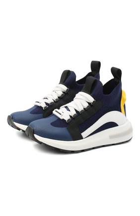 Детские кроссовки DSQUARED2 синего цвета по цене 39600 руб., арт. 67053/T0MAIA/GUM/GUM/SCUBA/28-35 | Фото 1 Детские кроссовки DSQUARED2 синего цвета, арт. 67053/T0MAIA/GUM/GUM/SCUBA/28-35 | Фото 1 (Материал внутренний: Натуральная кожа; Материал внешний: Текстиль; Стили: Гранж; Региональные ограничения белый список (Axapta Mercury): RU; Длина стельки: 18,8, 18)