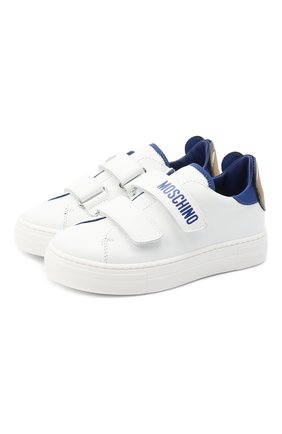 Детские кожаные кеды MOSCHINO белого цвета по цене 29700 руб., арт. 67492/KIPS/GUM/28-35 | Фото 1 Детские кожаные кеды MOSCHINO белого цвета, арт. 67492/KIPS/GUM/28-35 | Фото 1 (Материал внутренний: Натуральная кожа; Кросс-КТ: велькро; Материал внешний: Кожа; Региональные ограничения белый список (Axapta Mercury): RU; Мальчики Кросс-КТ: Обувь-низкие)
