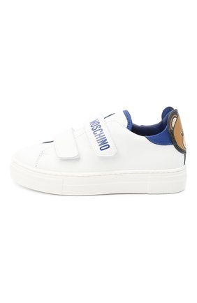 Детские кожаные кеды MOSCHINO белого цвета по цене 29700 руб., арт. 67492/KIPS/GUM/28-35 | Фото 2 Детские кожаные кеды MOSCHINO белого цвета, арт. 67492/KIPS/GUM/28-35 | Фото 2 (Материал внутренний: Натуральная кожа; Кросс-КТ: велькро; Материал внешний: Кожа; Региональные ограничения белый список (Axapta Mercury): RU; Мальчики Кросс-КТ: Обувь-низкие)