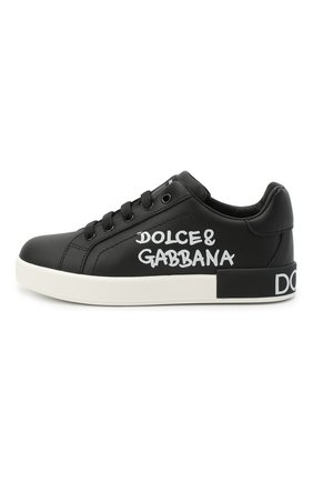Детские кожаные кеды DOLCE & GABBANA черного цвета по цене 25700 руб., арт. D10806/AB271/29-36 | Фото 2 Детские кожаные кеды DOLCE & GABBANA черного цвета, арт. D10806/AB271/29-36 | Фото 2