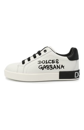 Детские кожаные кеды DOLCE & GABBANA белого цвета по цене 25700 руб., арт. D10806/AB271/29-36 | Фото 2 Детские кожаные кеды DOLCE & GABBANA белого цвета, арт. D10806/AB271/29-36 | Фото 2