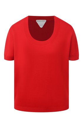 Женская футболка BOTTEGA VENETA красного цвета по цене 75850 руб., арт. 647549/V0A50 | Фото 1 Женская футболка BOTTEGA VENETA красного цвета, арт. 647549/V0A50 | Фото 1 (Материал внешний: Хлопок, Кашемир, Шерсть; Стили: Кэжуэл; Рукава: Короткие; Длина (для топов): Стандартные; Принт: Без принта; Женское Кросс-КТ: Футболка-одежда)