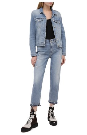 Женская джинсовая куртка 7 FOR ALL MANKIND голубого цвета по цене 25150 руб., арт. JSCM1200LS | Фото 2 Женская джинсовая куртка 7 FOR ALL MANKIND голубого цвета, арт. JSCM1200LS | Фото 2