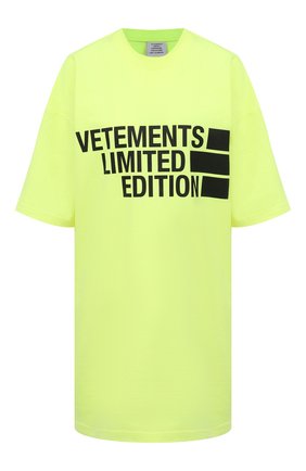 Женская хлопковая футболка VETEMENTS желтого цвета по цене 36000 руб., арт. UE51TR810Y 1611/W | Фото 1 Женская хлопковая футболка VETEMENTS желтого цвета, арт. UE51TR810Y 1611/W | Фото 1