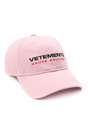 Женская хлопковая бейсболка VETEMENTS розового цвета по цене 32300 руб., арт. UE51CA800P 1052/W | Фото 1 Женская хлопковая бейсболка VETEMENTS розового цвета, арт. UE51CA800P 1052/W | Фото 1