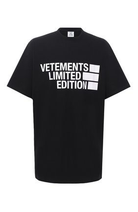 Мужская хлопковая футболка VETEMENTS черного цвета по цене 34050 руб., арт. UE51TR810B 1611/M | Фото 1 Мужская хлопковая футболка VETEMENTS черного цвета, арт. UE51TR810B 1611/M | Фото 1 (Материал внешний: Хлопок; Рукава: Короткие; Принт: С принтом; Длина (для топов): Удлиненные; Стили: Гранж)