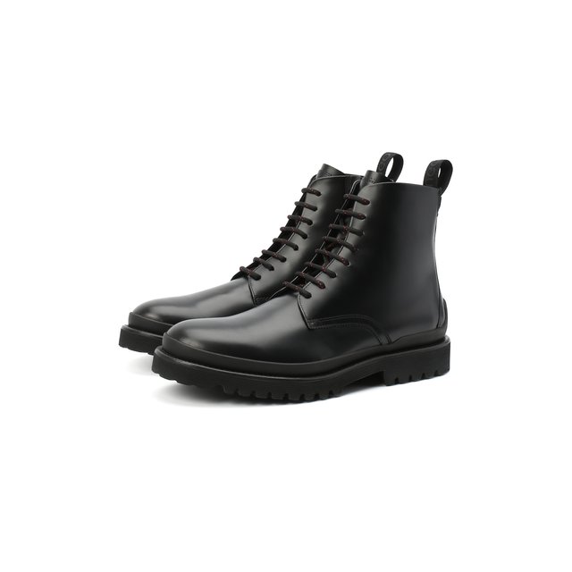 Кожаные ботинки HUGO черного цвета