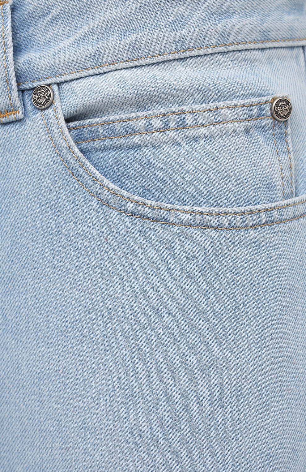 Мужские джинсы BALMAIN голубого цвета, арт. VH1MM000/119D | Фото 5 (Силуэт М (брюки): Прямые; Кросс-КТ: Деним; Материал внешний: Хлопок; Длина (брюки, джинсы): Укороченные; Стили: Кэжуэл)