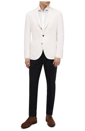 Мужские шерстяные брюки BRUNELLO CUCINELLI синего цвета по цене 85400 руб., арт. MD473E1740 | Фото 2 Мужские шерстяные брюки BRUNELLO CUCINELLI синего цвета, арт. MD473E1740 | Фото 2 (Материал подклада: Вискоза; Случай: Повседневный; Материал внешний: Шерсть; Стили: Кэжуэл; Длина (брюки, джинсы): Стандартные)