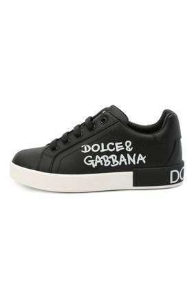 Детские кожаные кеды DOLCE & GABBANA черного цвета по цене 22900 руб., арт. D10806/AB271/24-28 | Фото 2 Детские кожаные кеды DOLCE & GABBANA черного цвета, арт. D10806/AB271/24-28 | Фото 2