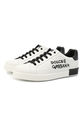 Детские кожаные кеды DOLCE & GABBANA белого цвета по цене 29150 руб., арт. D10806/AB271/37-39 | Фото 1 Детские кожаные кеды DOLCE & GABBANA белого цвета, арт. D10806/AB271/37-39 | Фото 1