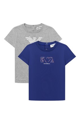 Детский комплект из двух футболок EMPORIO ARMANI синего цвета по цене 8505 руб., арт. 3KHD01/4J09Z | Фото 1 Детский комплект из двух футболок EMPORIO ARMANI синего цвета, арт. 3KHD01/4J09Z | Фото 1