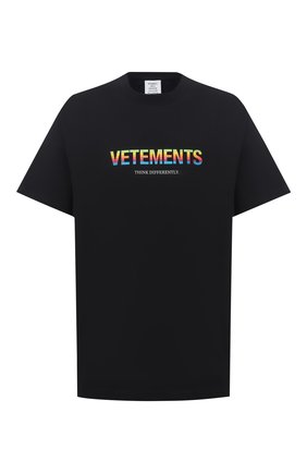 Мужская хлопковая футболка VETEMENTS черного цвета по цене 33700 руб., арт. UE51TR620B 1611/M | Фото 1 Мужская хлопковая футболка VETEMENTS черного цвета, арт. UE51TR620B 1611/M | Фото 1