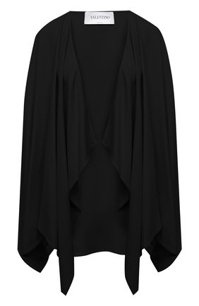 Женская накидка VALENTINO черного цвета по цене 106000 руб., арт. VB3CG22065C | Фото 1 Женская накидка VALENTINO черного цвета, арт. VB3CG22065C | Фото 1 (Материал внешний: Синтетический материал, Вискоза; Стили: Гламурный; Длина (верхняя одежда): Короткие)