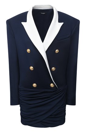 Женское платье из вискозы BALMAIN темно-синего цвета по цене 182500 руб., арт. VF16230/J017 | Фото 1 Женское платье из вискозы BALMAIN темно-синего цвета, арт. VF16230/J017 | Фото 1 (Рукава: Длинные; Материал подклада: Вискоза; Материал внешний: Вискоза; Случай: Коктейльный; Стили: Гламурный; Длина Ж (юбки, платья, шорты): Мини)