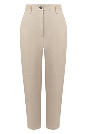 Женские кожаные брюки BRUNELLO CUCINELLI кремвого цвета, арт. M0TANP7425 | Фото 1 (Материал подклада: Синтетический материал; Женское Кросс-КТ: Брюки-одежда, Кожаные брюки; Силуэт Ж (брюки и джинсы): Широкие; Стили: Гламурный; Длина (брюки, джинсы): Укороченные; Материал внешний: Натуральная кожа; Региональные ограничения белый список (Axapta Mercury): RU)