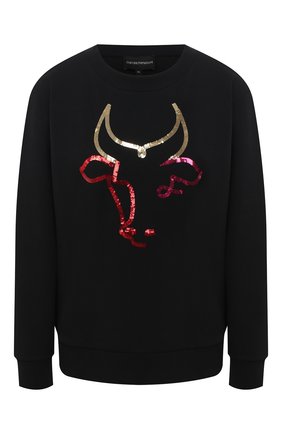 Женский хлопковый свитшот EMPORIO ARMANI черного цвета по цене 19950 руб., арт. 3K2M8T/2JRCZ | Фото 1 Женский хлопковый свитшот EMPORIO ARMANI черного цвета, арт. 3K2M8T/2JRCZ | Фото 1
