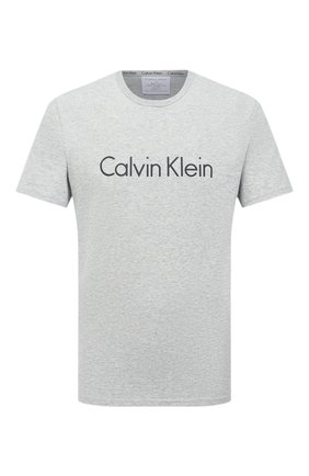 Мужская хлопковая футболка CALVIN KLEIN серого цвета, арт. NM1129E | Фото 1 (Материал внешний: Хлопок; Длина (для топов): Стандартные; Рукава: Короткие; Мужское Кросс-КТ: Футболка-белье; Кросс-КТ: домашняя одежда)