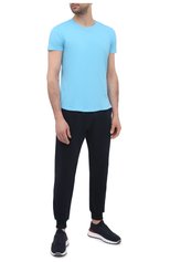 Мужская хлопковая футболка ORLEBAR BROWN голубого цвета, арт. 273286 | Фото 2 (Кросс-КТ: домашняя одежда; Рукава: Короткие; Длина (для топов): Стандартные; Материал внешний: Хлопок; Мужское Кросс-КТ: Футболка-белье)