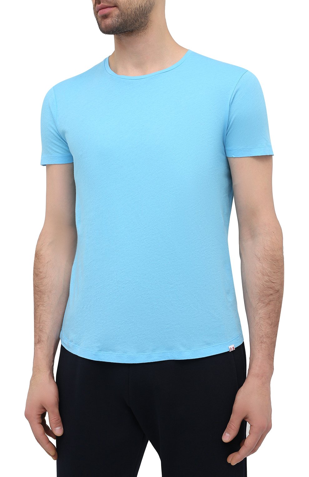 Мужская хлопковая футболка ORLEBAR BROWN голубого цвета, арт. 273286 | Фото 3 (Кросс-КТ: домашняя одежда; Рукава: Короткие; Длина (для топов): Стандартные; Материал внешний: Хлопок; Мужское Кросс-КТ: Футболка-белье)