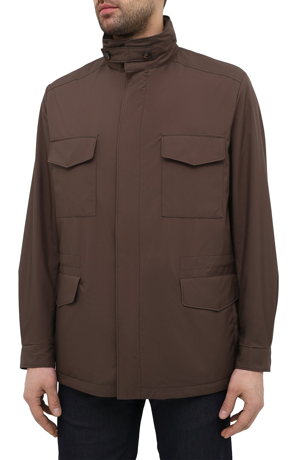 Мужская куртка traveller LORO PIANA коричневого цвета, арт. FAI1437 | Фото 3 (Кросс-КТ: Куртка, Ветровка; Материал утеплителя: Шерсть; Рукава: Длинные; Длина (верхняя одежда): До середины бедра; Материал внешний: Синтетический материал; Региональные ограничения белый список (Axapta Mercury): RU; Стили: Кэжуэл)