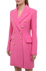 Женское шерстяное пальто BALMAIN розового цвета, арт. VF19572/W006 | Фото 3 (Материал внешний: Шерсть; Рукава: Длинные; Стили: Гламурный; Длина (верхняя одежда): До середины бедра; Региональные ограничения белый список (Axapta Mercury): RU; Материал подклада: Вискоза; 1-2-бортные: Двубортные)