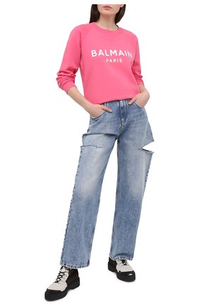 Женский хлопковый свитшот BALMAIN розового цвета по цене 46100 руб., арт. VF13691/B002 | Фото 2 Женский хлопковый свитшот BALMAIN розового цвета, арт. VF13691/B002 | Фото 2