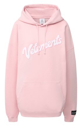 Женский хлопковое худи VETEMENTS розового цвета по цене 77000 руб., арт. UE51TR770P 1604/W | Фото 1 Женский хлопковое худи VETEMENTS розового цвета, арт. UE51TR770P 1604/W | Фото 1