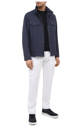 Мужские комбинированные кеды newport LORO PIANA синего цвета по цене 69950 руб., арт. FAL6188 | Фото 2 Мужские комбинированные кеды newport LORO PIANA синего цвета, арт. FAL6188 | Фото 2