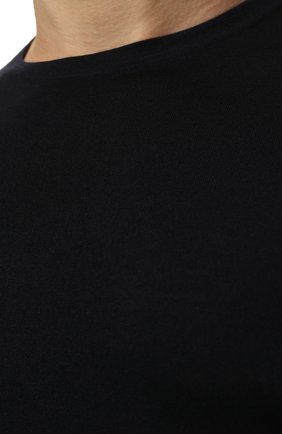 Мужской шерстяной джемпер LORO PIANA темно-синего цвета, арт. FAI1916 | Фото 5 (Мужское Кросс-КТ: Джемперы; Материал внешний: Шерсть; Рукава: Длинные; Принт: Без принта; Длина (для топов): Стандартные; Стили: Классический; Вырез: Круглый)