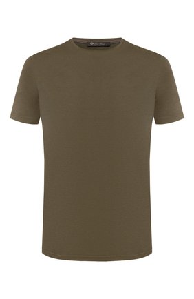 Мужская футболка из шелка и хлопка LORO PIANA хаки цвета по цене 48900 руб., арт. FAF6128 | Фото 1 Мужская футболка из шелка и хлопка LORO PIANA хаки цвета, арт. FAF6128 | Фото 1