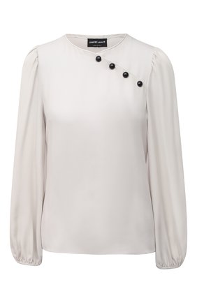 Женская шелковая блузка GIORGIO ARMANI светло-серого цвета по цене 104500 руб., арт. 1SHCC017/T01WE | Фото 1 Женская шелковая блузка GIORGIO ARMANI светло-серого цвета, арт. 1SHCC017/T01WE | Фото 1
