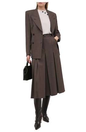 Женская шелковая блузка GIORGIO ARMANI светло-серого цвета по цене 104500 руб., арт. 1SHCC017/T01WE | Фото 2 Женская шелковая блузка GIORGIO ARMANI светло-серого цвета, арт. 1SHCC017/T01WE | Фото 2