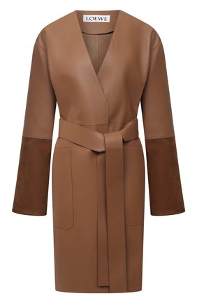 Женское кожаное пальто LOEWE коричневого цвета по цене 321000 руб., арт. S359336XBS | Фото 1 Женское кожаное пальто LOEWE коричневого цвета, арт. S359336XBS | Фото 1