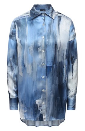 Женская шелковая рубашка KITON голубого цвета, арт. D51402K09T47 | Фото 1 (Материал внешний: Шелк; Длина (для топов): Удлиненные; Рукава: Длинные; Принт: С принтом; Стили: Кэжуэл; Женское Кросс-КТ: Рубашка-одежда; Региональные ограничения белый список (Axapta Mercury): RU)