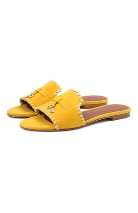 Женские замшевые шлепанцы LORO PIANA желтого цвета по цене 62900 руб., арт. FAL5901 | Фото 1 Женские замшевые шлепанцы LORO PIANA желтого цвета, арт. FAL5901 | Фото 1