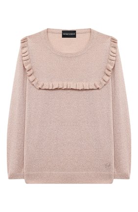 Детский пуловер EMPORIO ARMANI розового цвета по цене 14400 руб., арт. 3K3M67/3M17Z | Фото 1 Детский пуловер EMPORIO ARMANI розового цвета, арт. 3K3M67/3M17Z | Фото 1 (Материал внешний: Вискоза; Рукава: Длинные; Девочки Кросс-КТ: Пуловер-одежда; Ростовка одежда: 10 - 11 лет | 140 - 146см, 13 - 15 лет | 158 см, 16 лет | 164 см, 7 лет | 122 см, 8 лет | 128 см)