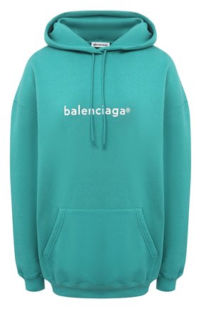 Женский хлопковое худи BALENCIAGA бирюзового цвета по цене 59350 руб., арт. 578135/TJVA3 | Фото 1 Женский хлопковое худи BALENCIAGA бирюзового цвета, арт. 578135/TJVA3 | Фото 1