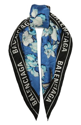 Женский шелковый платок BALENCIAGA голубого цвета по цене 33250 руб., арт. 639568/310B3 | Фото 1 Женский шелковый платок BALENCIAGA голубого цвета, арт. 639568/310B3 | Фото 1