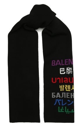 Мужской шерстяной шарф BALENCIAGA черного цвета по цене 39950 руб., арт. 646492/T1595 | Фото 1 Мужской шерстяной шарф BALENCIAGA черного цвета, арт. 646492/T1595 | Фото 1
