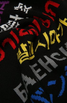 Мужской шерстяной шарф BALENCIAGA черного цвета по цене 39950 руб., арт. 646492/T1595 | Фото 2 Мужской шерстяной шарф BALENCIAGA черного цвета, арт. 646492/T1595 | Фото 2