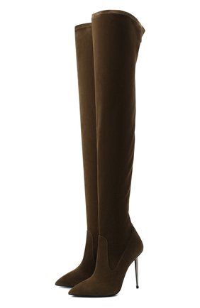 Женские замшевые ботфорты TOM FORD хаки цвета по цене 179500 руб., арт. W2771R-LSP015 | Фото 1 Женские замшевые ботфорты TOM FORD хаки цвета, арт. W2771R-LSP015 | Фото 1