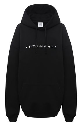 Женский хлопковое худи VETEMENTS черного цвета по цене 72600 руб., арт. UE51TR350B 1604/W | Фото 1 Женский хлопковое худи VETEMENTS черного цвета, арт. UE51TR350B 1604/W | Фото 1