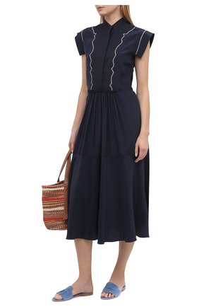 Женские замшевые шлепанцы summer charms LORO PIANA синего цвета по цене 55500 руб., арт. FAI5580 | Фото 2 Женские замшевые шлепанцы summer charms LORO PIANA синего цвета, арт. FAI5580 | Фото 2