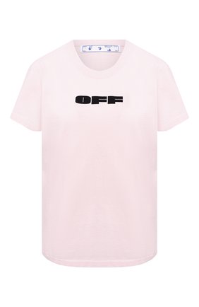 Женская хлопковая футболка OFF-WHITE розового цвета по цене 26350 руб., арт. 0WAA049R21JER007 | Фото 1 Женская хлопковая футболка OFF-WHITE розового цвета, арт. 0WAA049R21JER007 | Фото 1