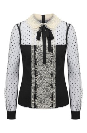 Женская блузка REDVALENTINO черно-белого цвета по цене 44600 руб., арт. VR3AB03Q/5QR | Фото 1 Женская блузка REDVALENTINO черно-белого цвета, арт. VR3AB03Q/5QR | Фото 1