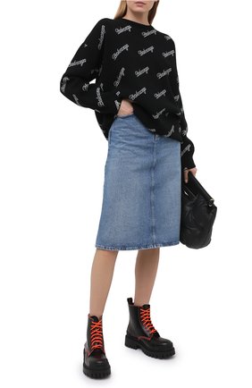 Женский шерстяной свитер BALENCIAGA черного цвета по цене 99500 руб., арт. 646693/T4112 | Фото 2 Женский шерстяной свитер BALENCIAGA черного цвета, арт. 646693/T4112 | Фото 2